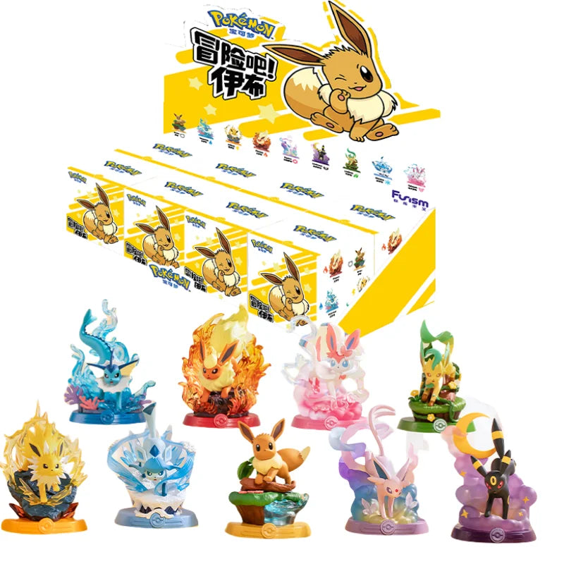 Anime Pokemon Funism Original Adventure Eevee Family Suit Blind Box Jolteon Sylveon Action Figure Collection Model Kids Toy Gift