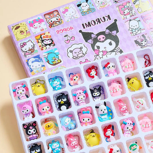 36Pcs Sanrio Hellokitty Melody Doll Cartoon Gift Box Hole Outfit Children'S Handmade Cute Surprise Blind Box Birthday Girl Gift