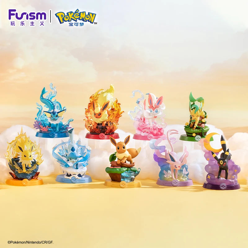 Anime Pokemon Funism Original Adventure Eevee Family Suit Blind Box Jolteon Sylveon Action Figure Collection Model Kids Toy Gift