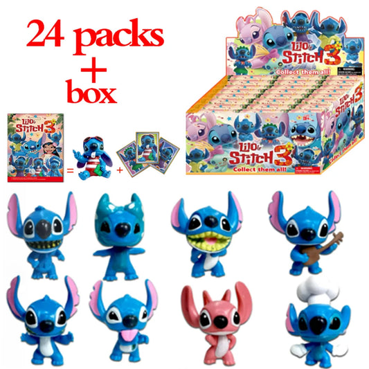 2-24Pcs Anime Stitch Blind Box Figure Action Figurine Doll Kits Collection PVC Model Toys Wholesale Children Birthday Gift